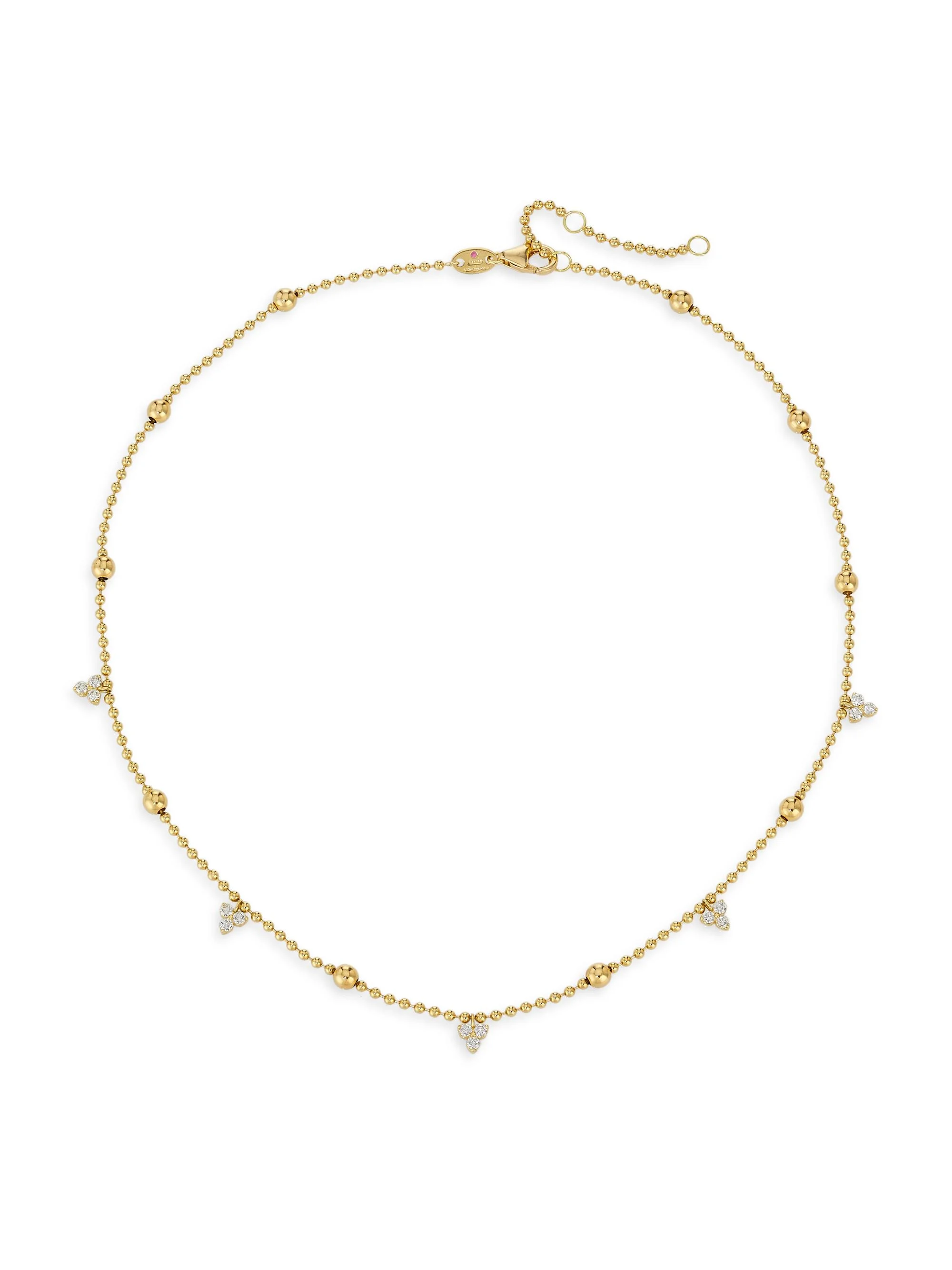 Women's Love By The Yard 18K Yellow Gold & 0.49 TCW Diamond Beaded Station Necklace - Yellow Gold - 1