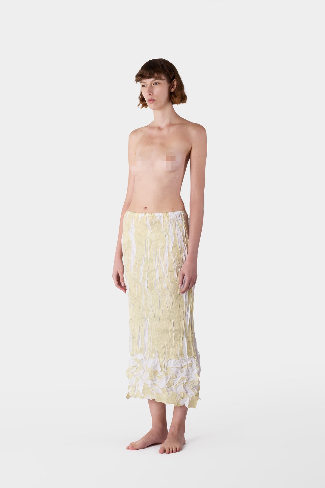 PLEATED SKIRT / beige wrinkled print - 3