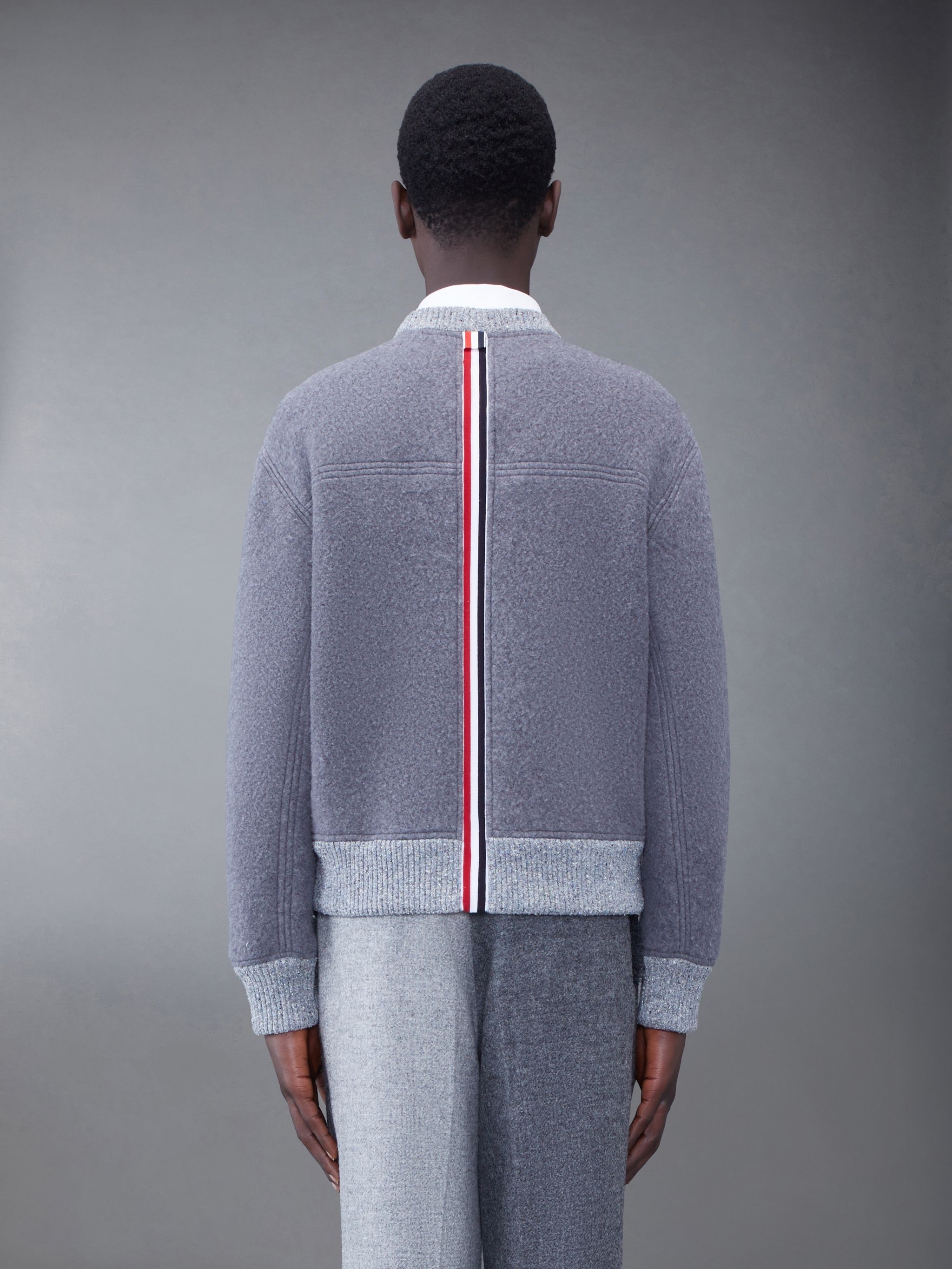 Wool Fleece Stripe Crew Neck Sweatshirt - 6