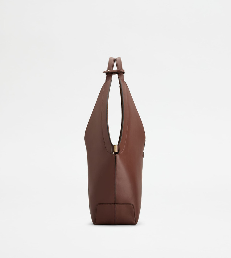 Tod's TOD'S DI BAG FOLIO SHOULDER BAG IN LEATHER SMALL - BROWN outlook