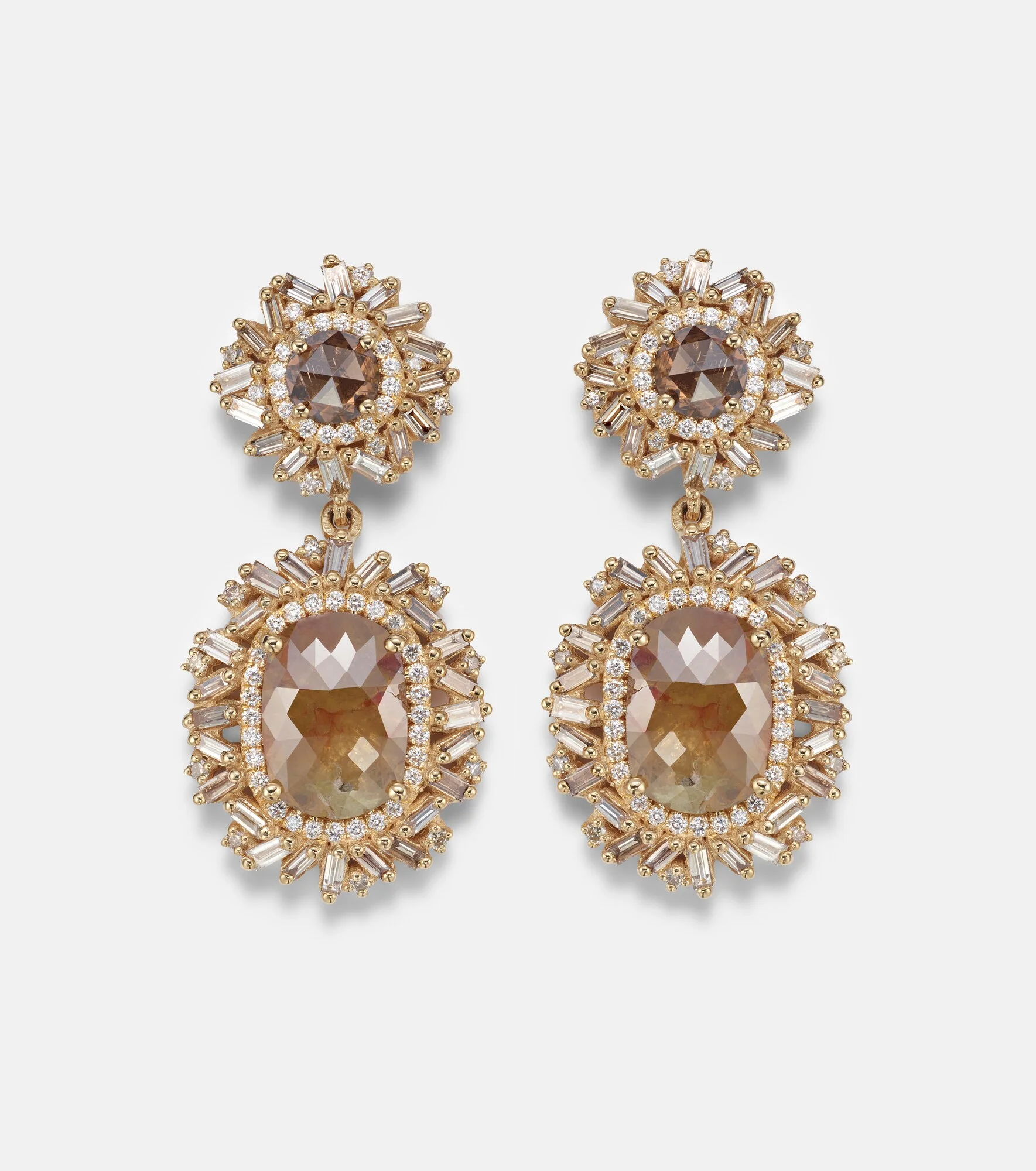 Doublet 18kt gold drop earrings with diamonds - 1