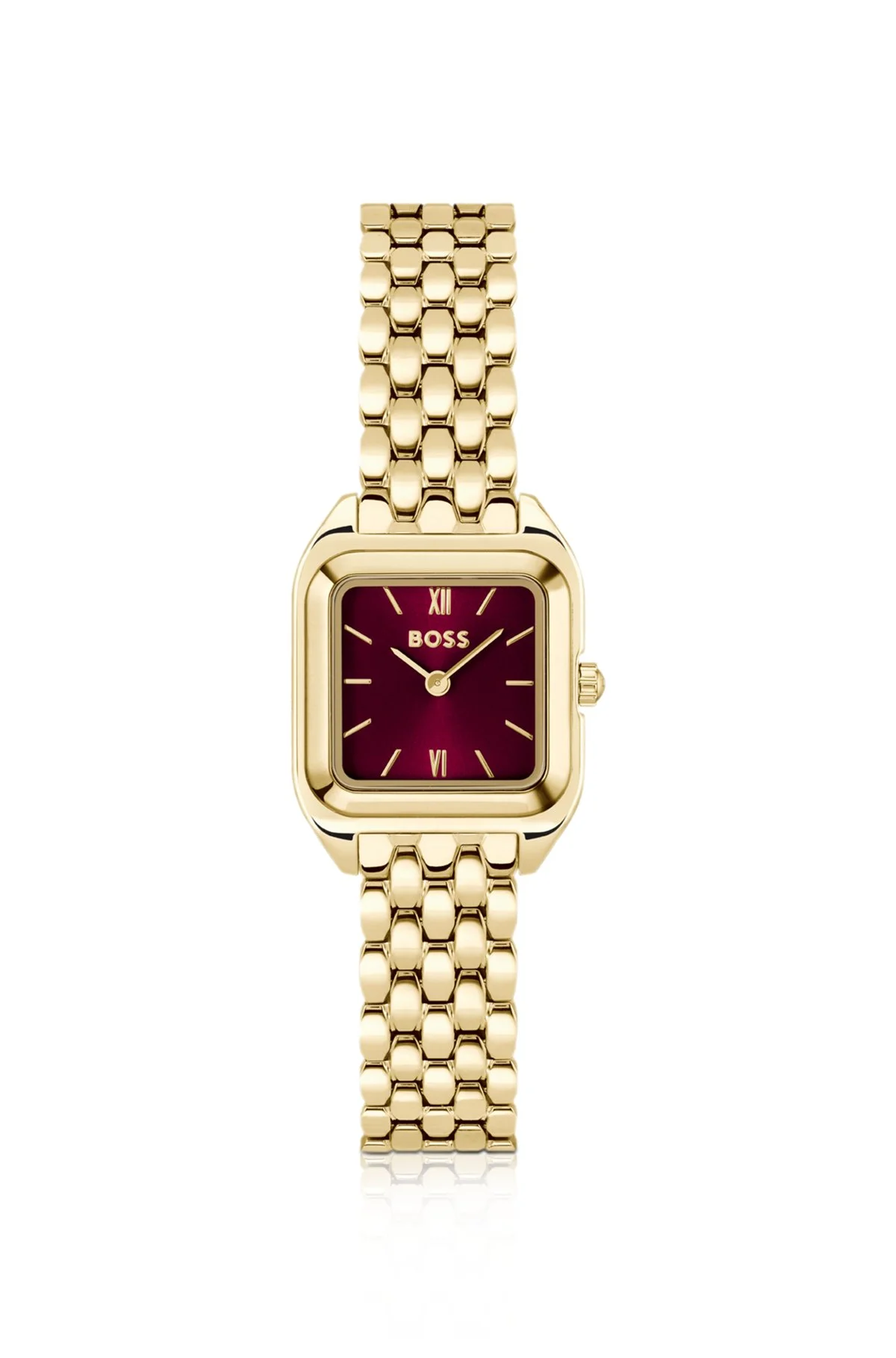 MAE BURGUNDY-DIAL WATCH IN GOLD-TONE STEEL - 1