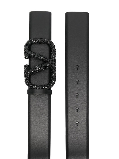 Valentino VLogo embellished-buckle leather belt outlook