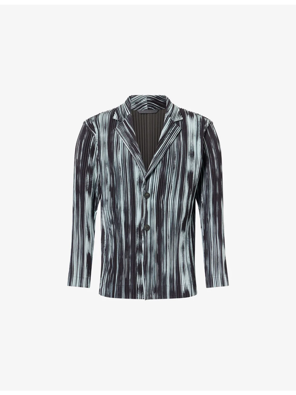 Brushstroke Striped Pleated Knitted Jacket - 1