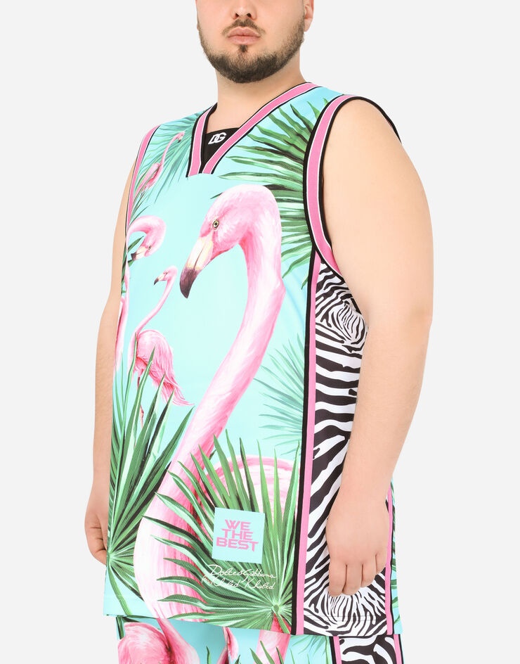 Technical fabric singlet with flamingo print - 4