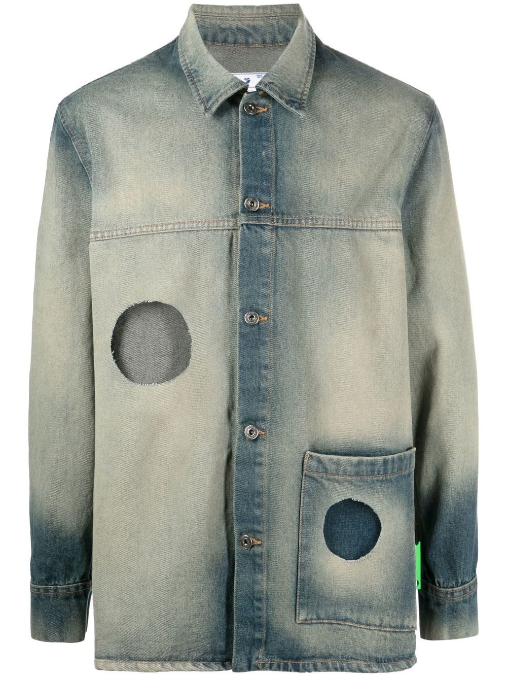 cut-out stonewashed denim jacket - 1