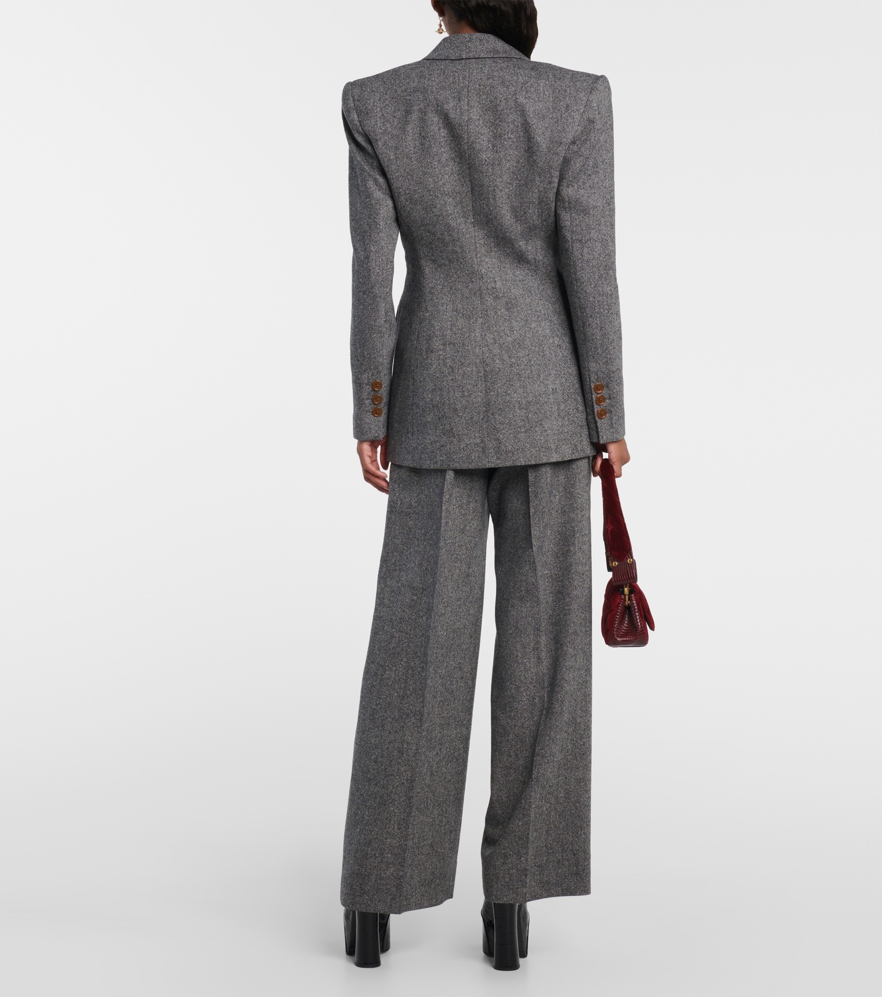 Wool-blend double breasted blazer - 3