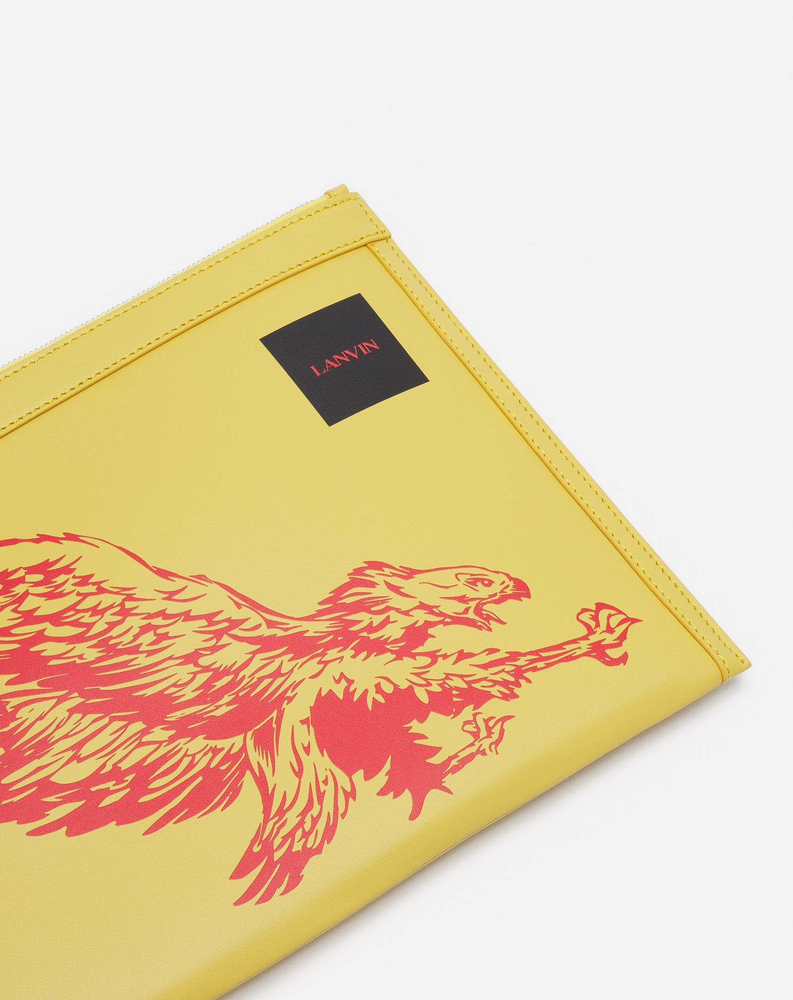 LANVIN X FUTURE LEATHER CLUTCH WITH EAGLE PRINT - 3