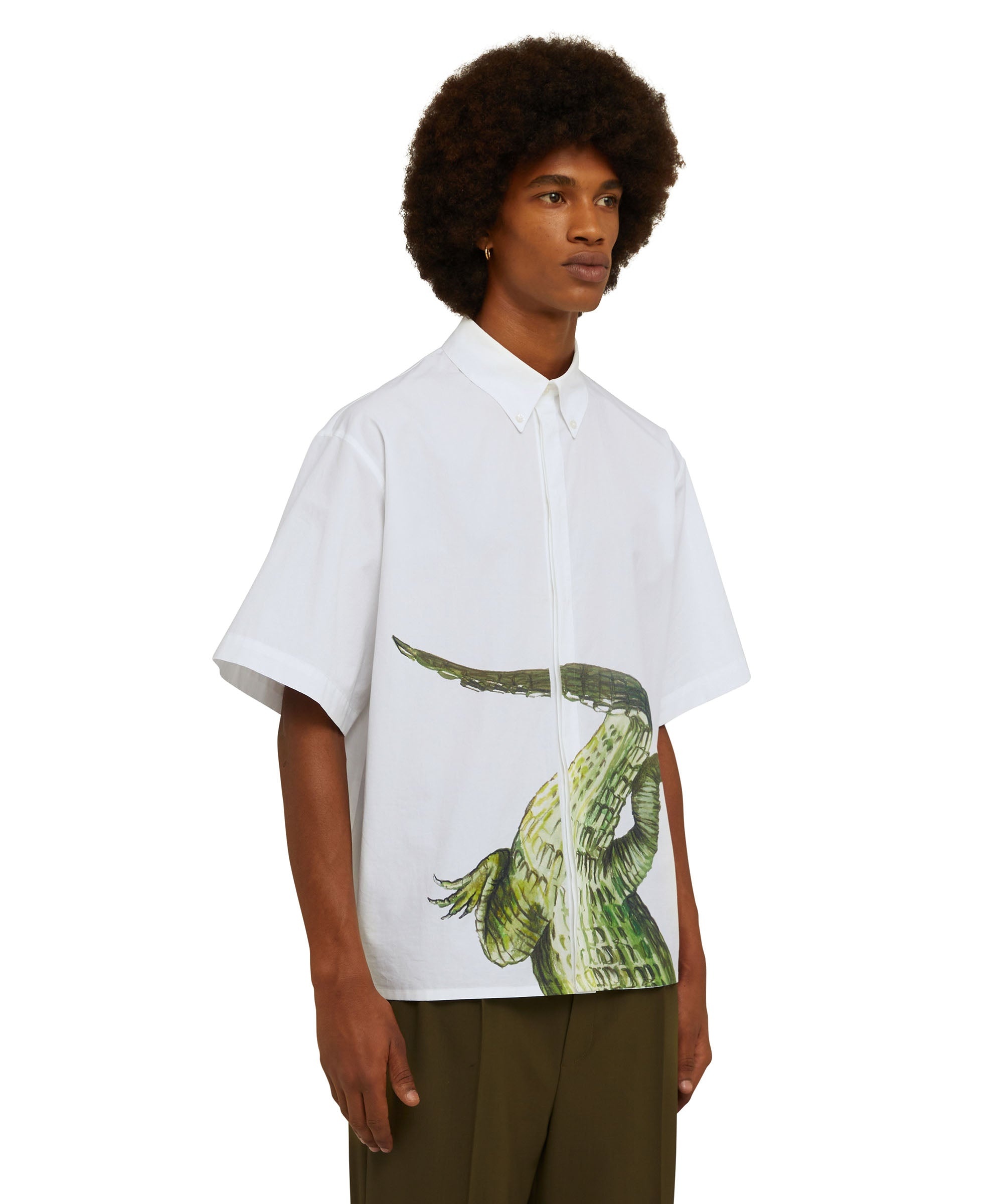 Organic poplin cotton shirt with "crocodile" print - 4