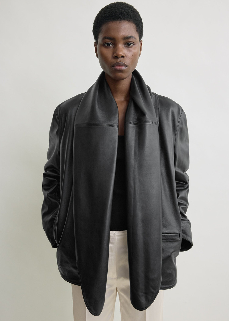 Big leather scarf black 4