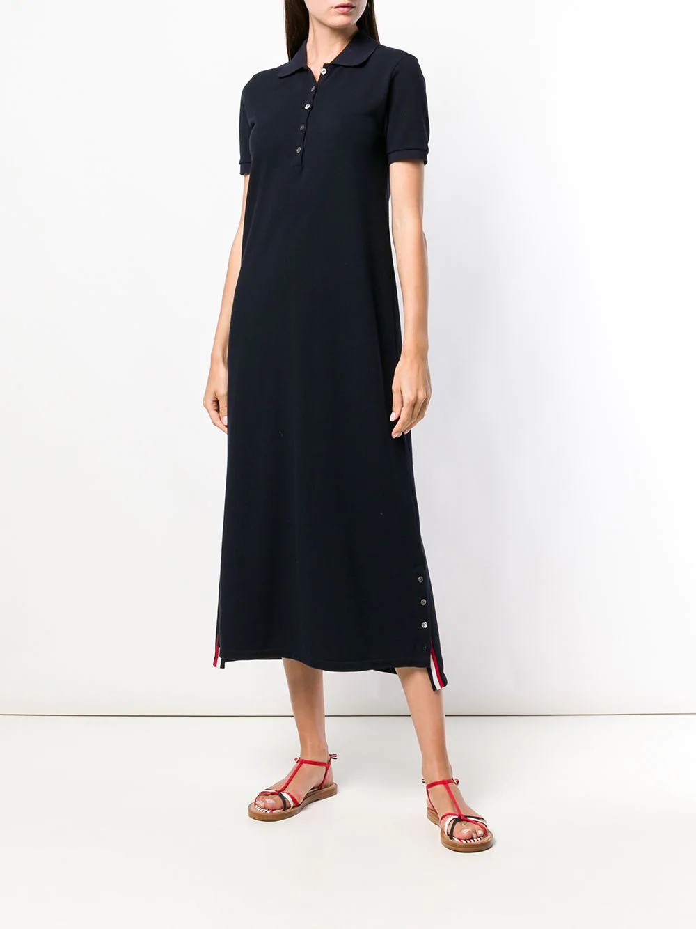 Center-Back Stripe Piqué Polo Dress - 2
