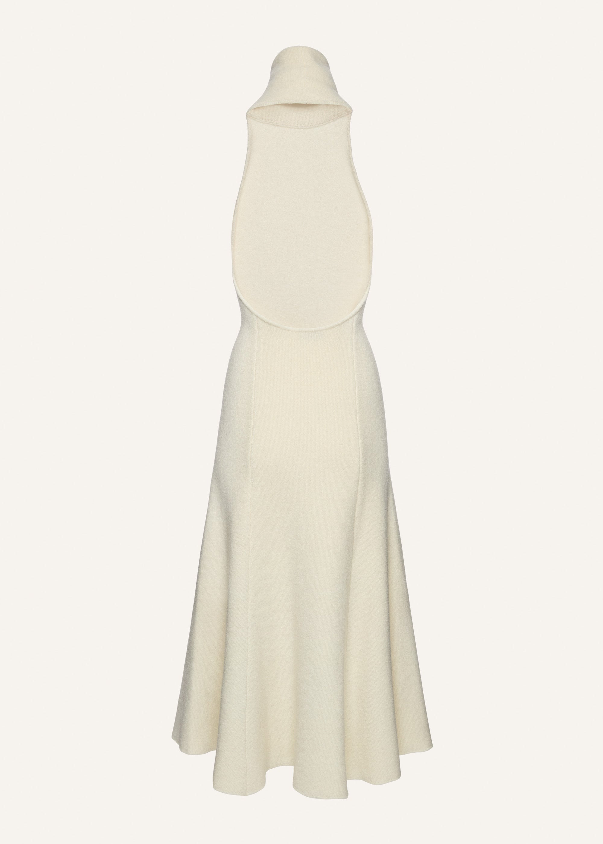High-neck open-back midi dress in cream - 2