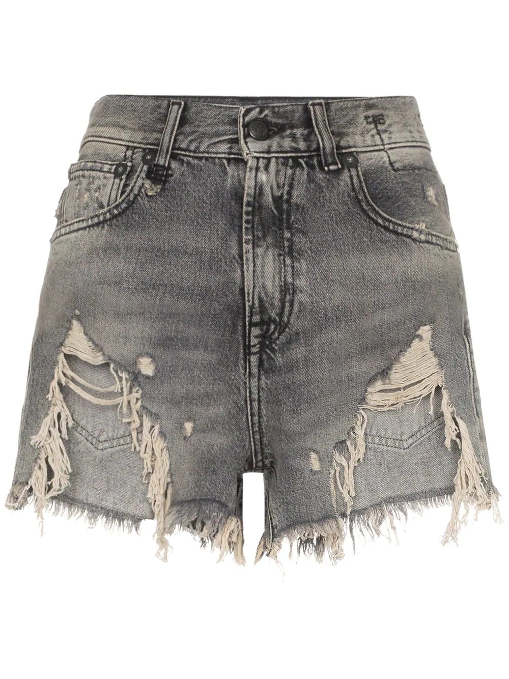 Shredded Slouch Denim Shorts - 1