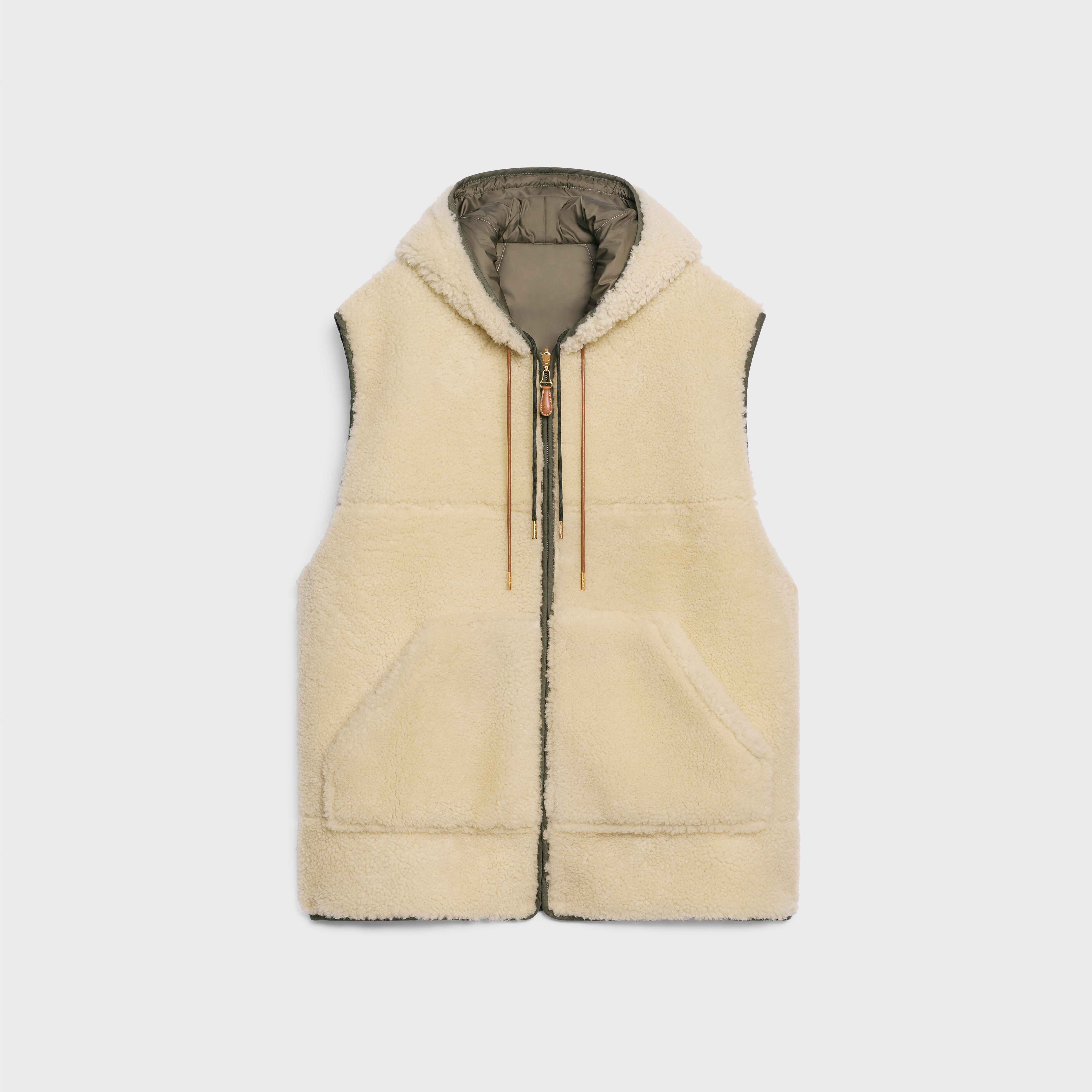 VEST WITH HOOD IN CURLY SHEARLING - 1