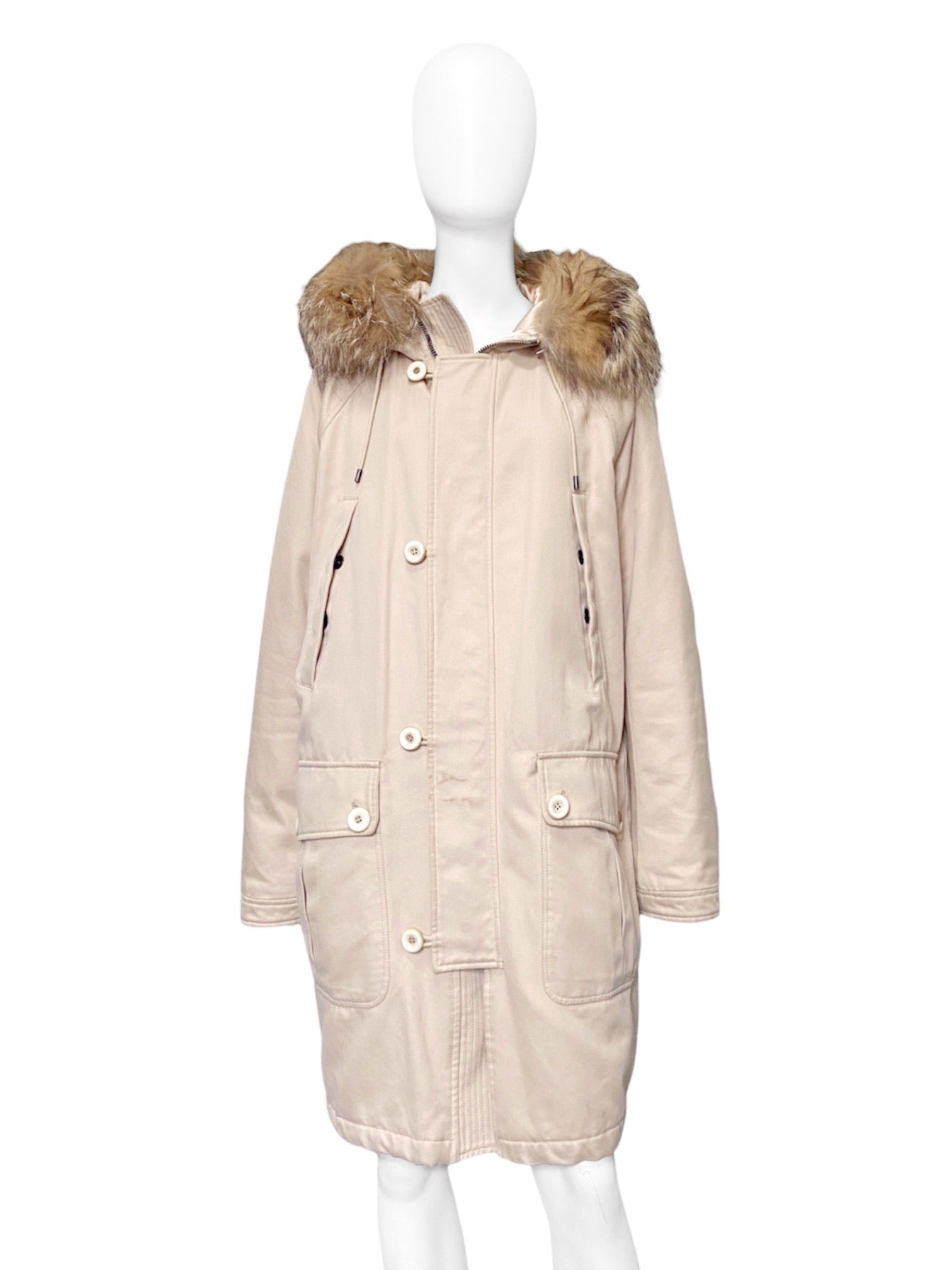 Gucci Fall 1998 Menswear Coyote Fur Hood N-3B Heavyweight Military Winter Coat 48 - 4