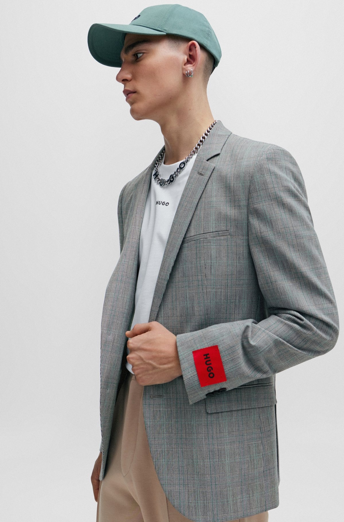 EXTRA-SLIM-FIT JACKET IN CHECKED SUPER-FLEX FABRIC - 6