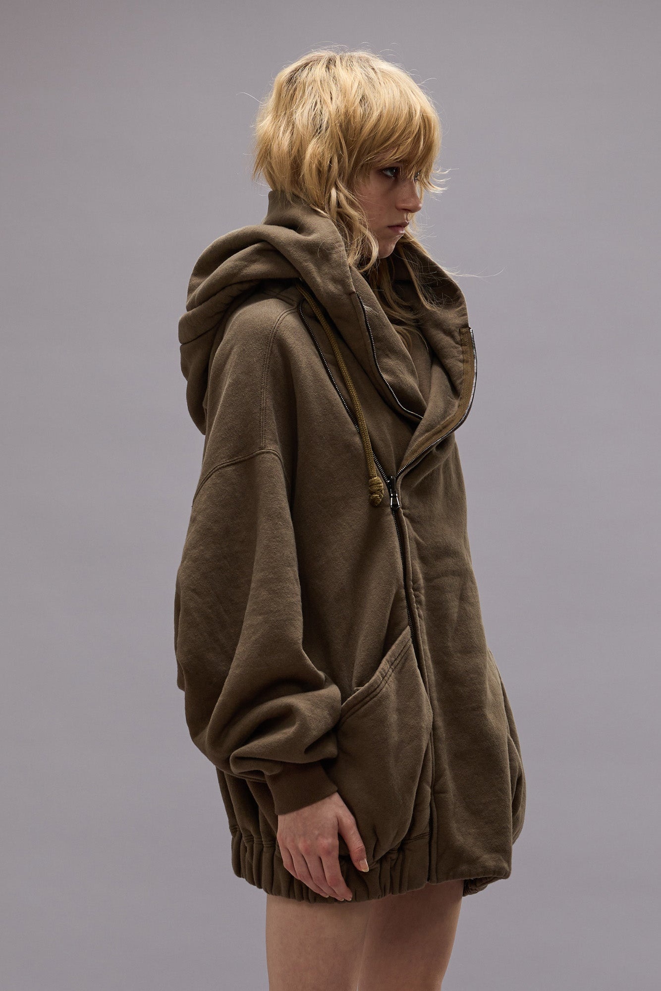 LILLIAN OVERSIZED SWEAT PARKA - OLIVE FLEECE - R13 - 4