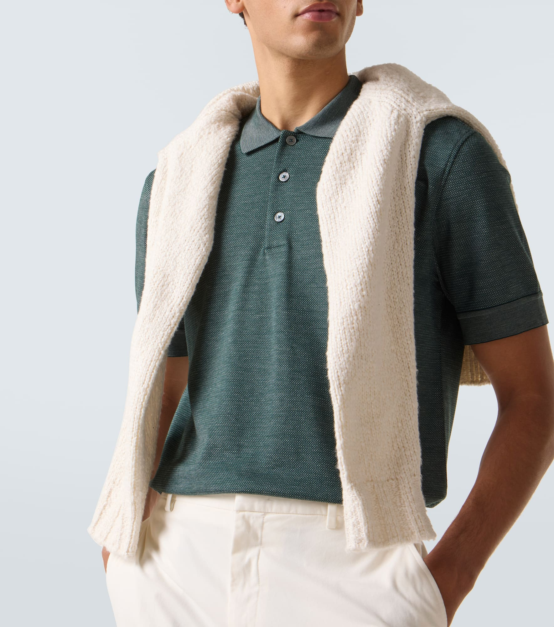 Cotton and silk polo shirt - 5
