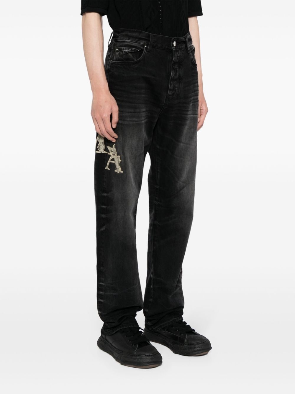 Baroque logo straight jeans - 3