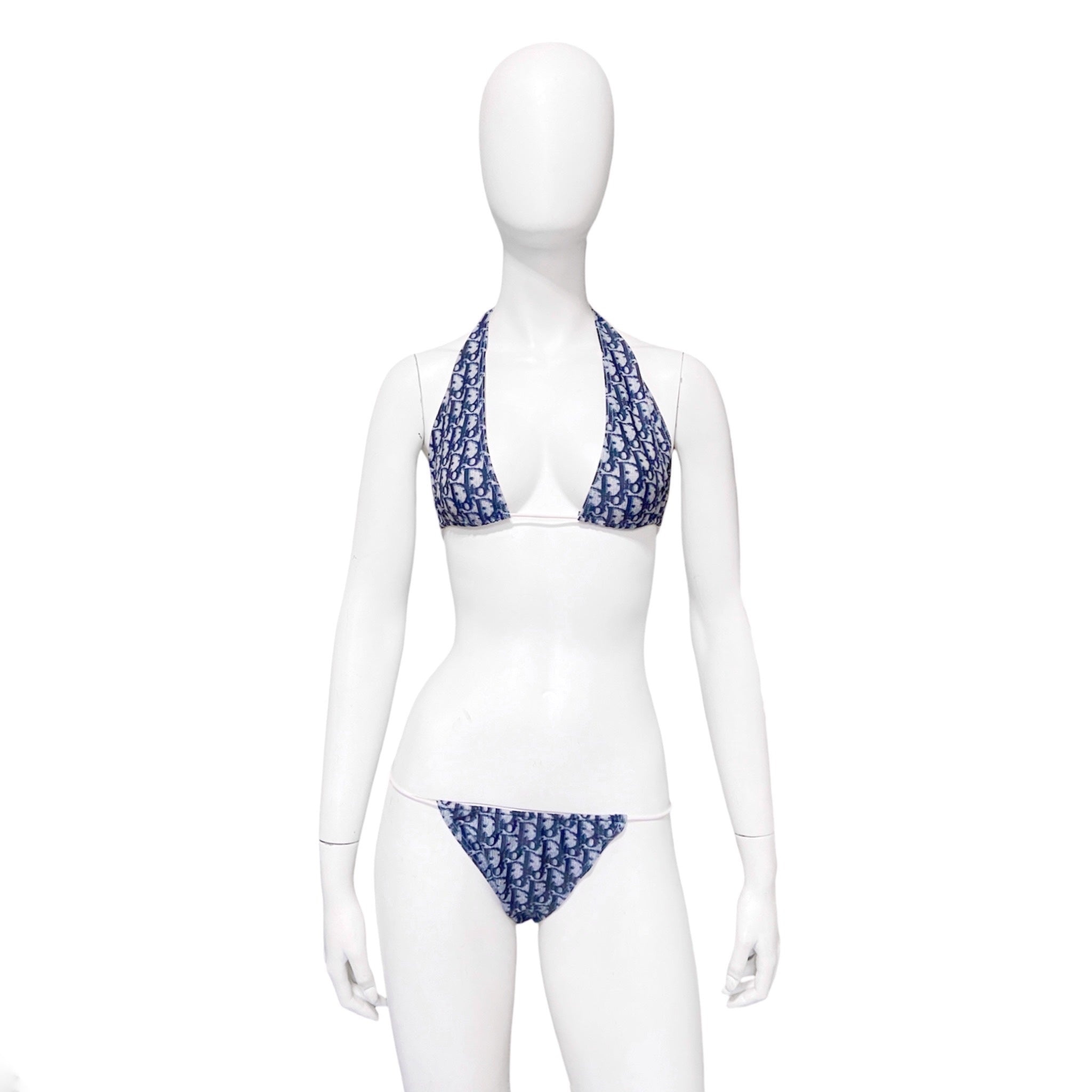 NEW Dior Galliano Spring 2002 blue oblique monogram bikini swimsuit - 4