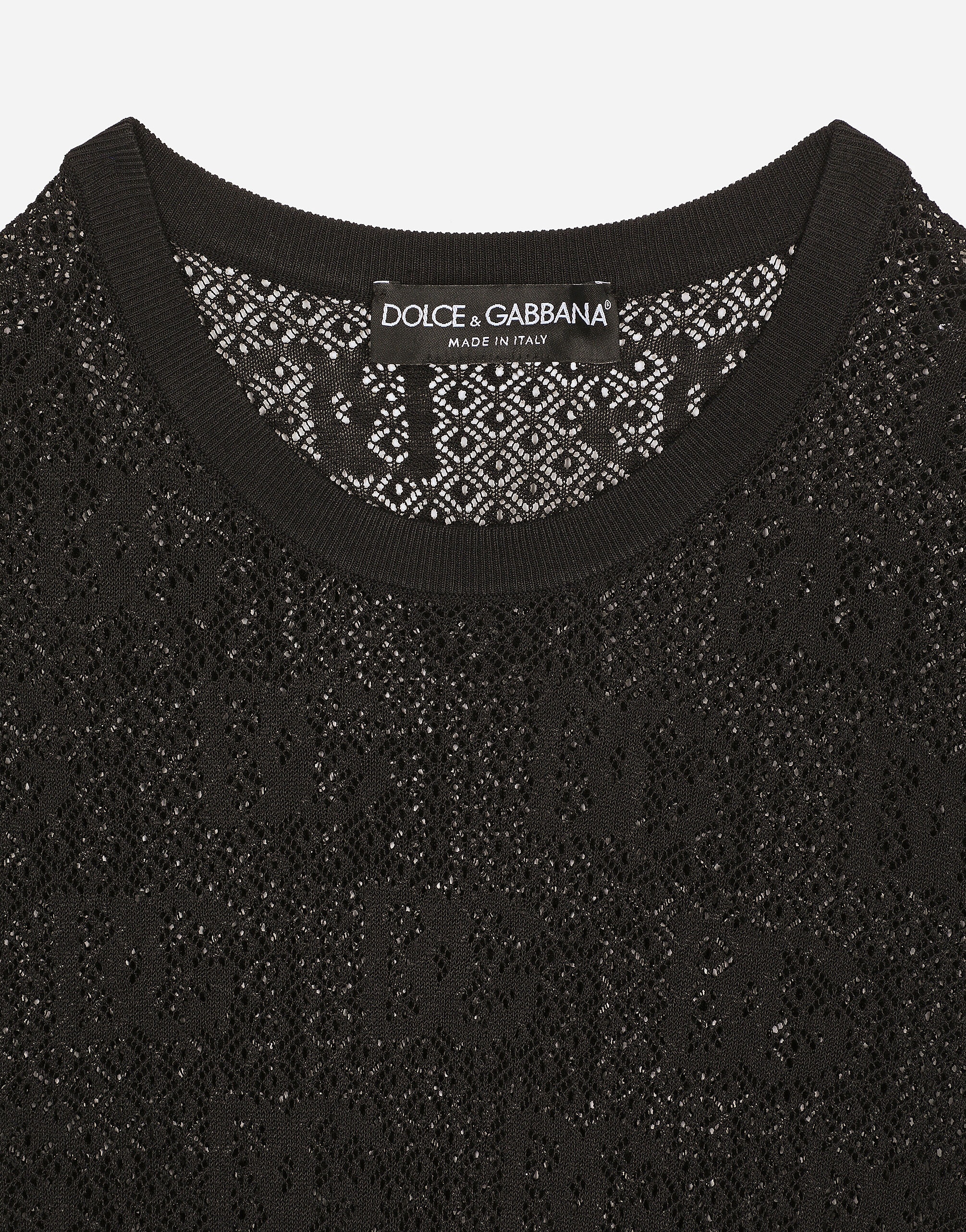 Lace-stitch viscose sweater with jacquard DG logo - 3