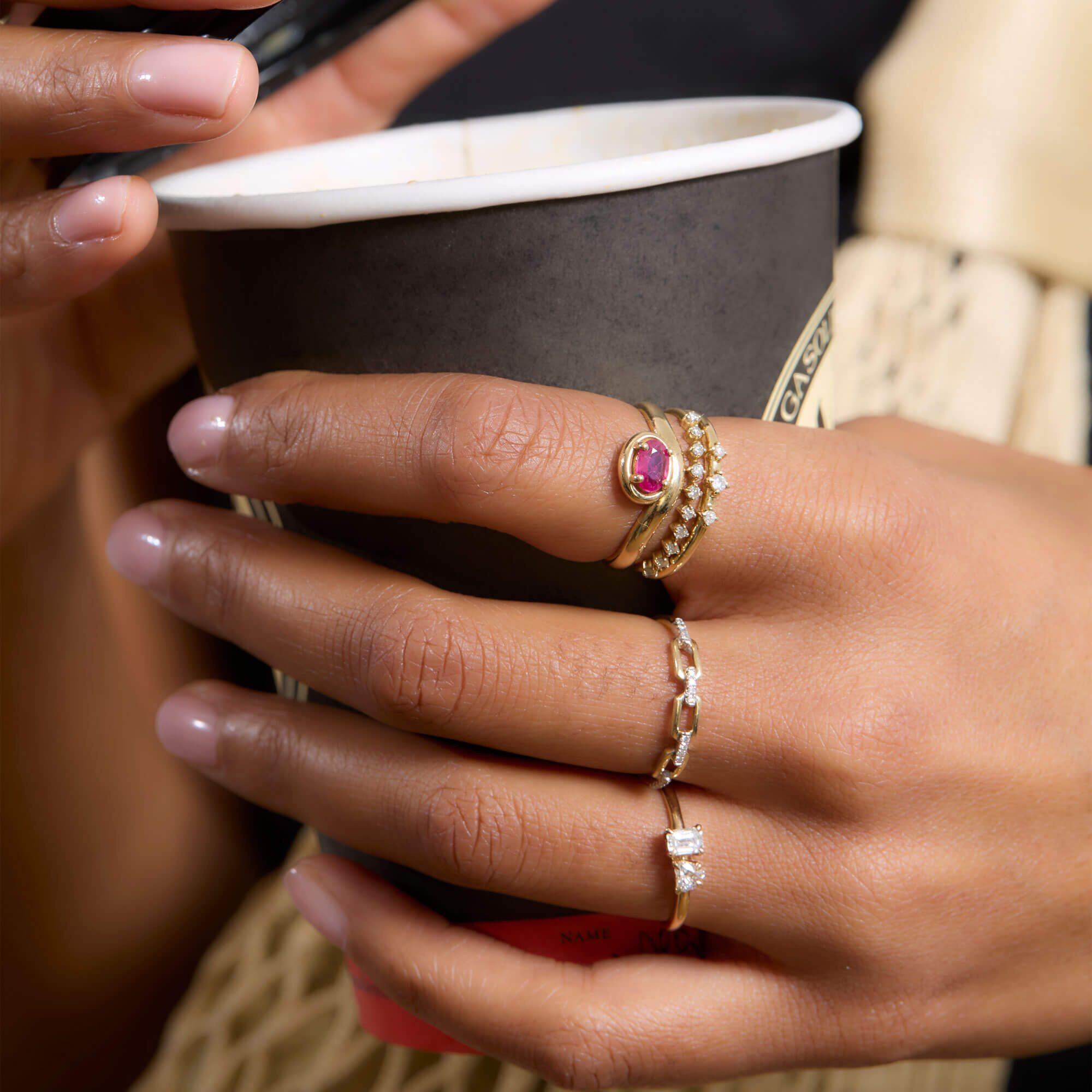 Dainty Diamond Trio Ring - 14