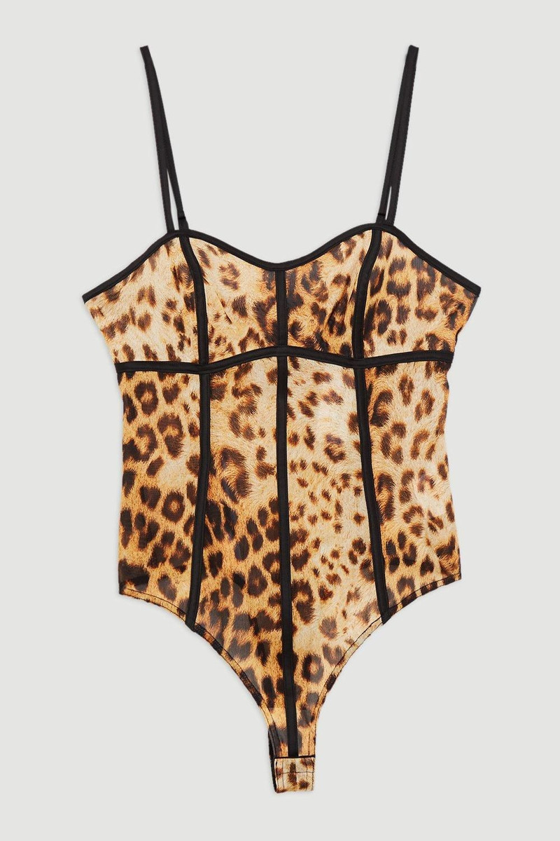 Lace Detail Power Mesh Jersey Strappy Bodysuit 4