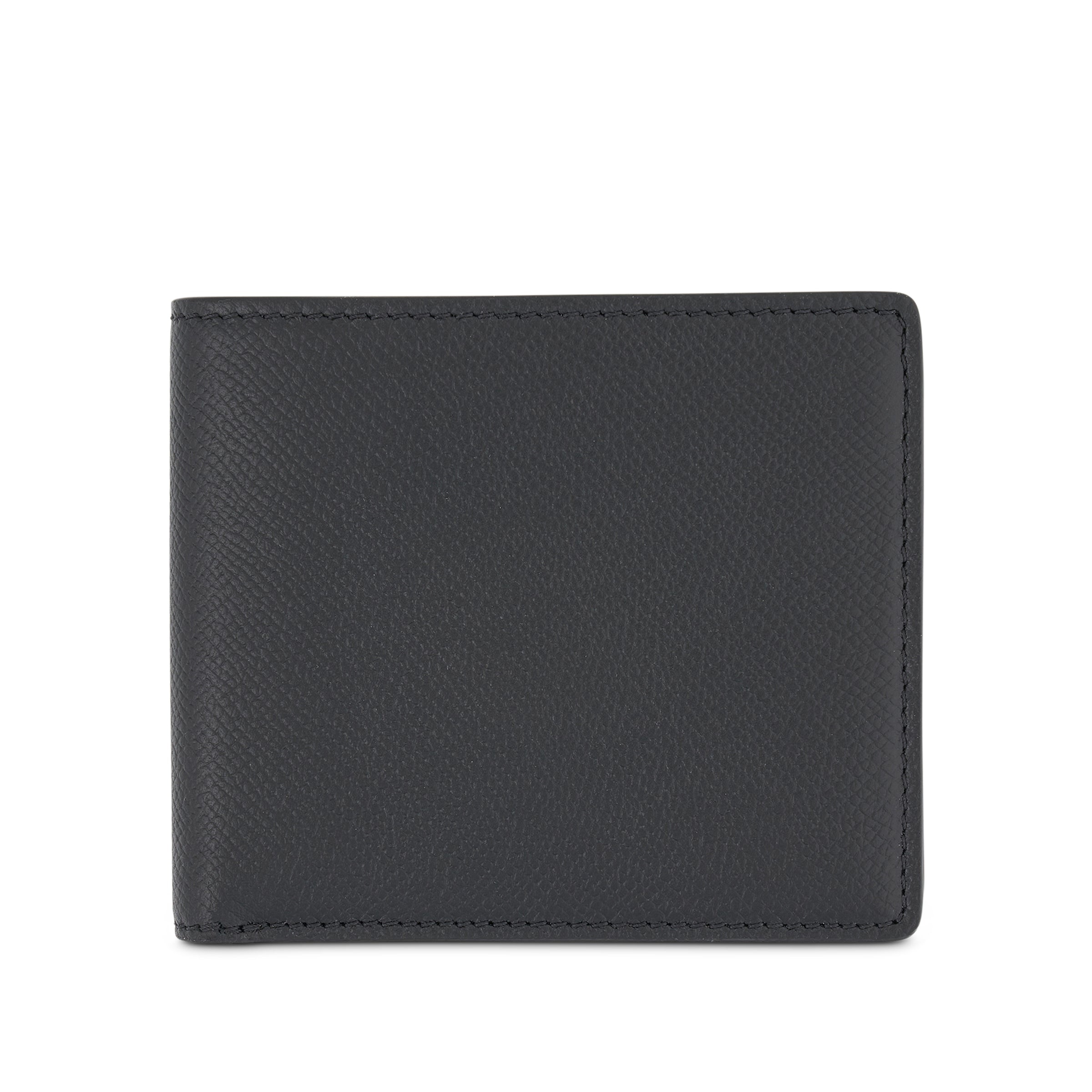 Grained Slim Bi-Fold Wallet in Black - 2
