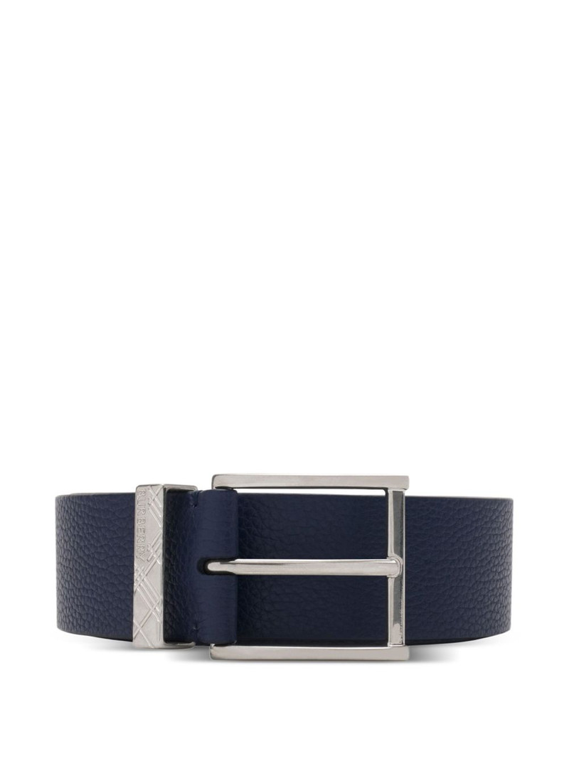 engraved-check leather belt 1