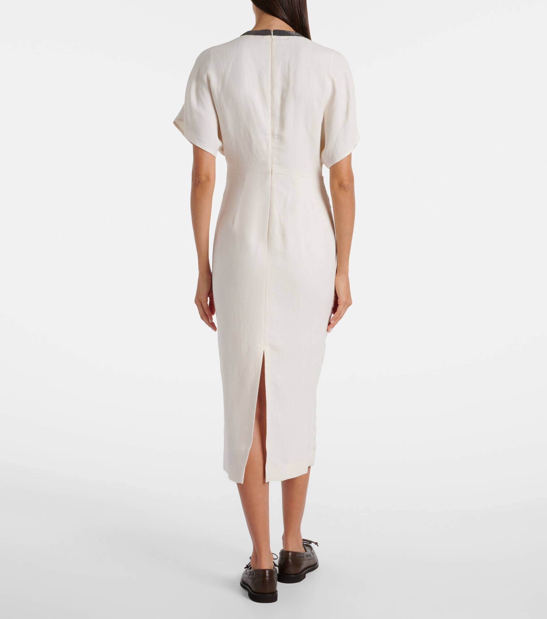 Linen-blend midi dress - 3