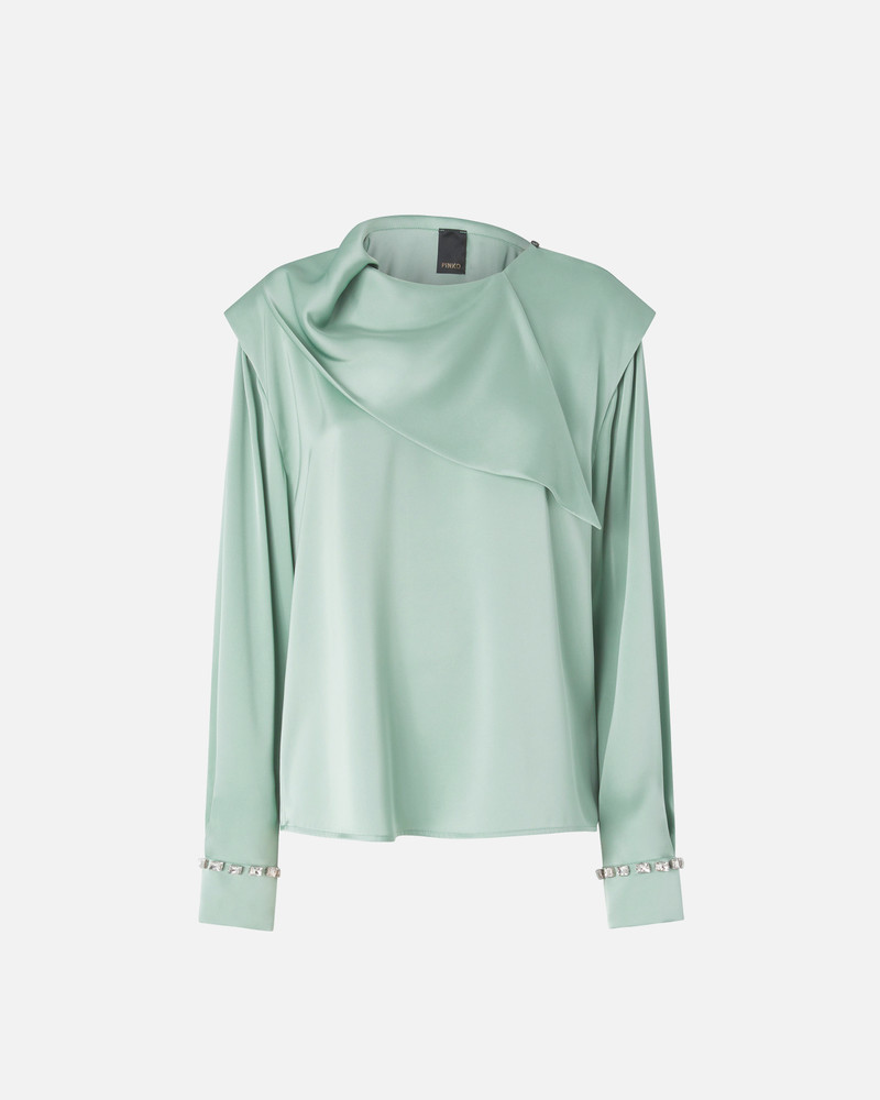 BLOUSE WITH DRAPED COLLAR AND JEWEL DETAILS 1
