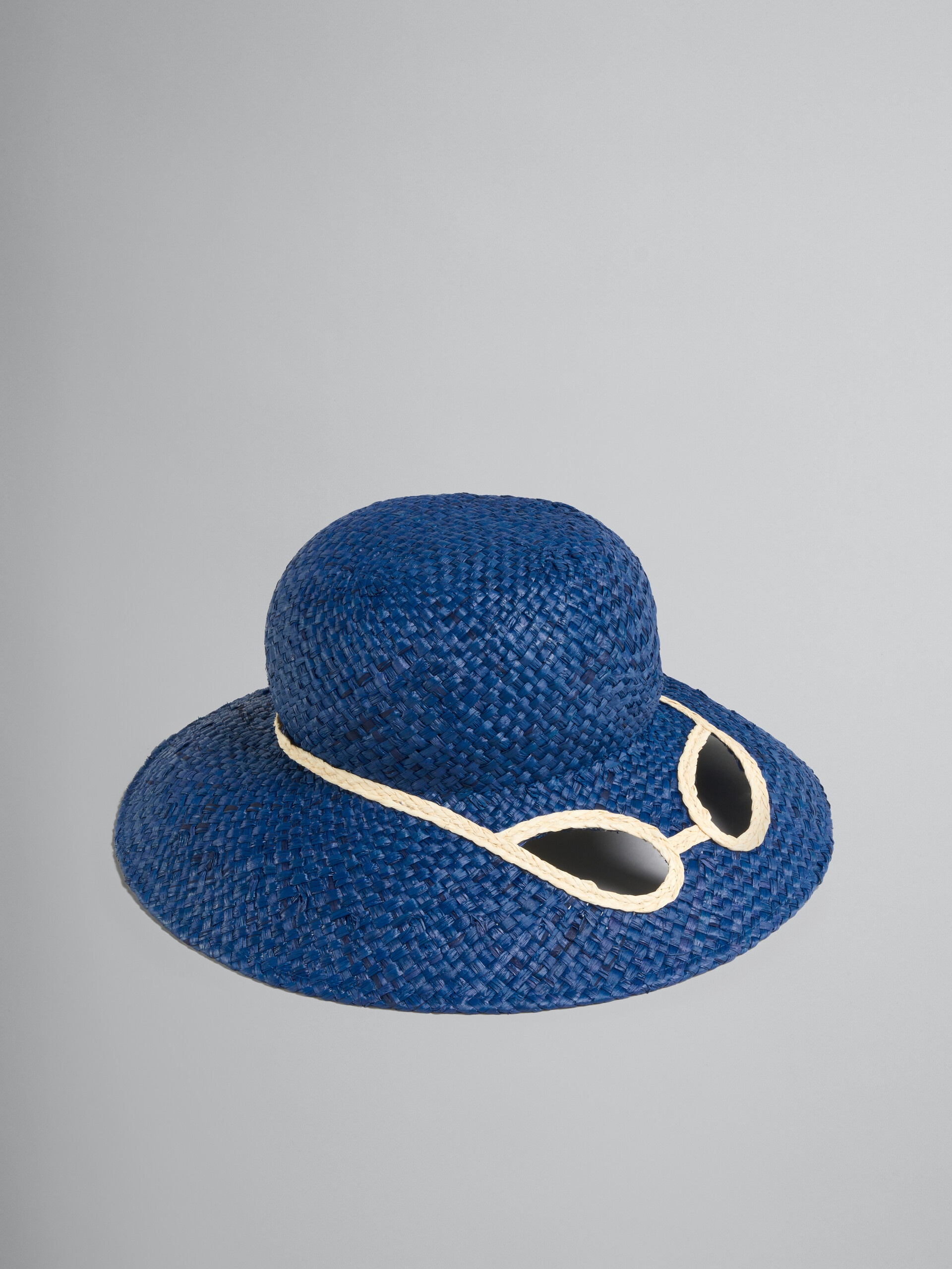 MARNI X NO VACANCY INN - BLUE HAT IN RAFFIA WITH CUT-OUTS - 1