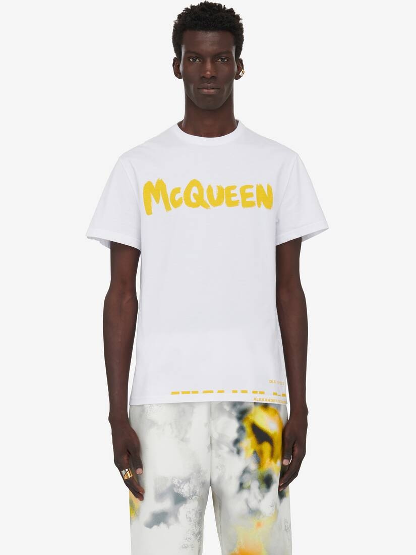 Men's McQueen Graffiti T-shirt in White/yellow - 5