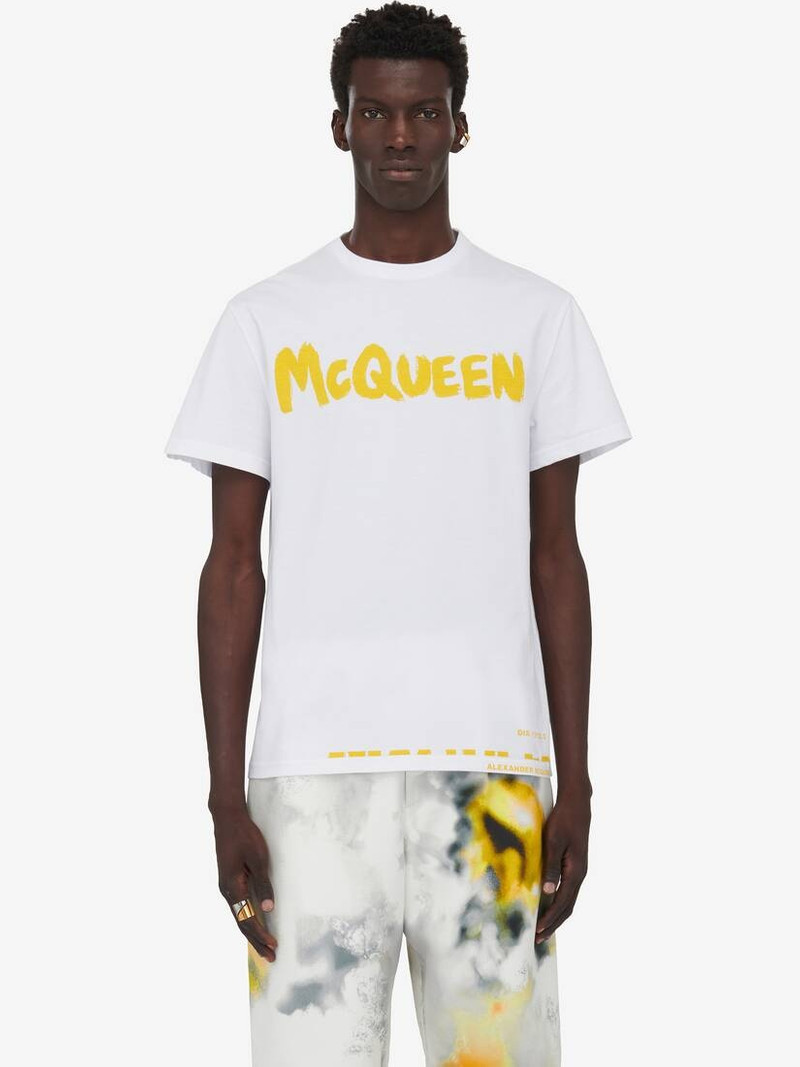 Men's McQueen Graffiti T-shirt in White/yellow 5
