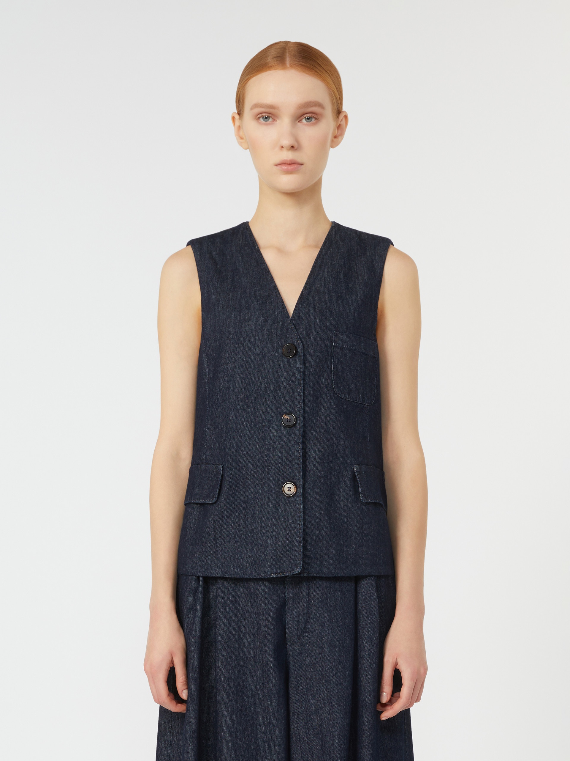 CINZIA Single-breasted denim gilet - 3