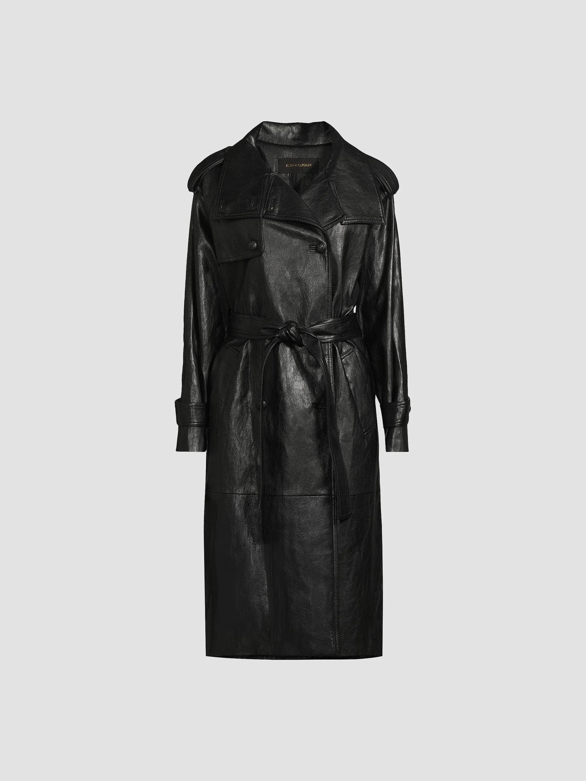 Women's Tony Faux-Leather Trench Coat - Black - 1