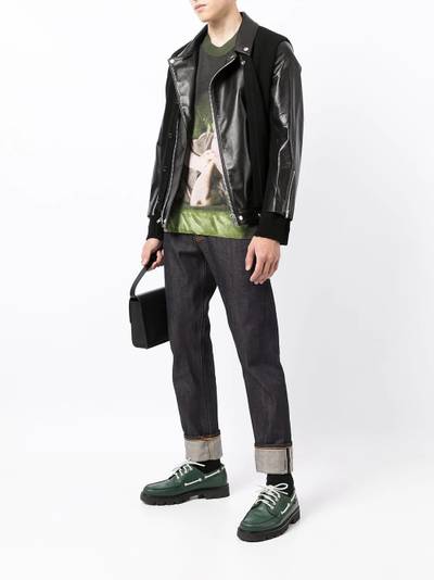 UNDERCOVER panelled leather jacket outlook