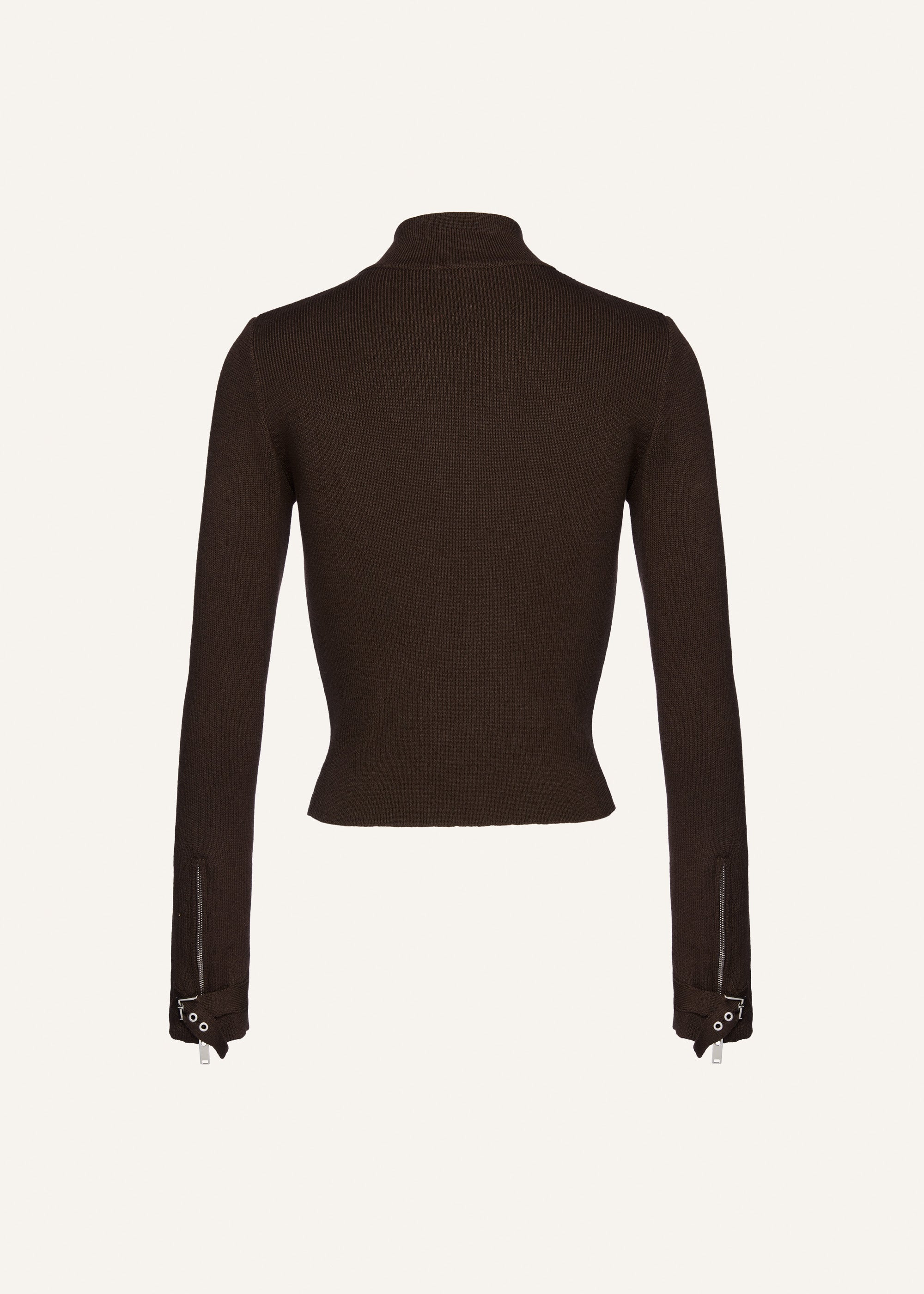 Buckle zip up sweater in brown - 2
