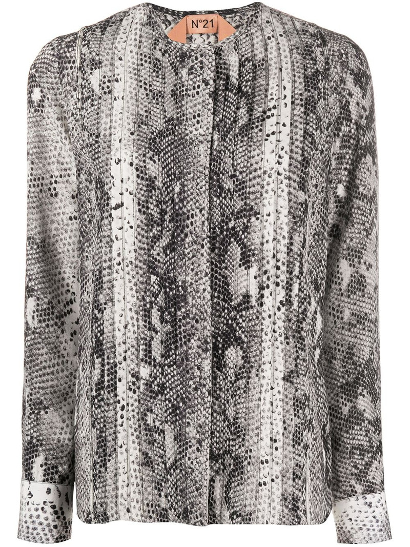 snake print blouse 1
