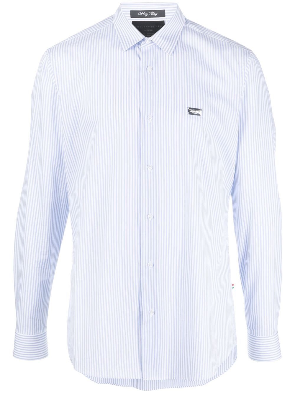 graphic-print striped shirt - 1