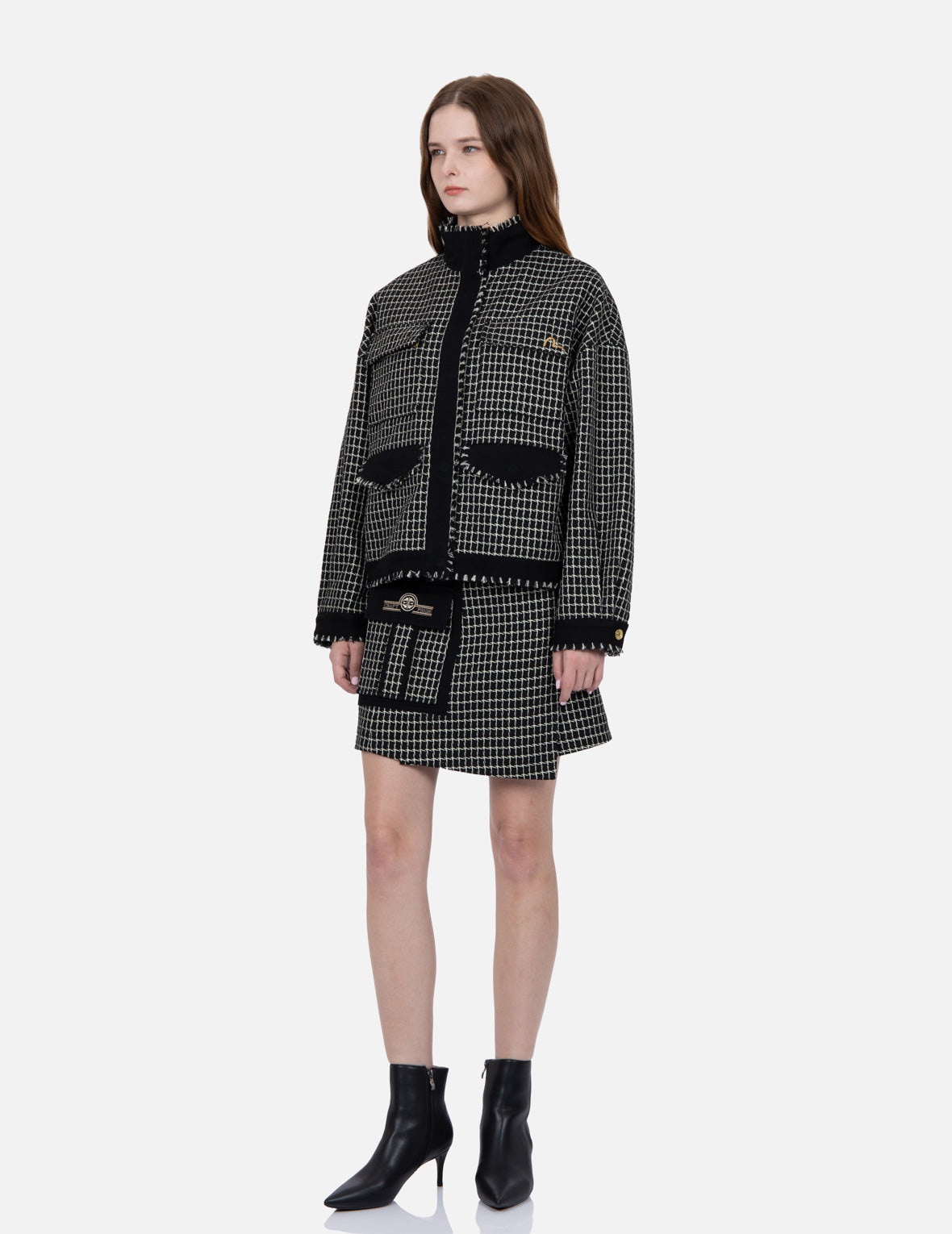 Metallic Wool Tweed Skirt - 3