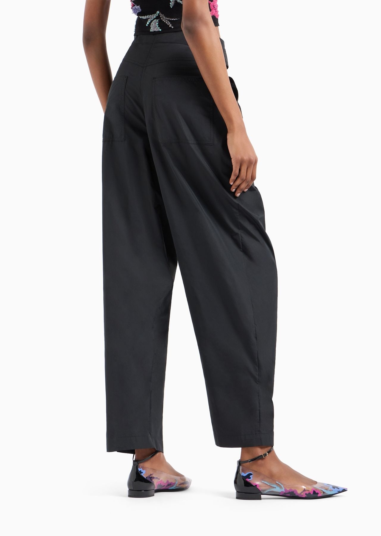 Taffeta straight trousers with pleats - 3
