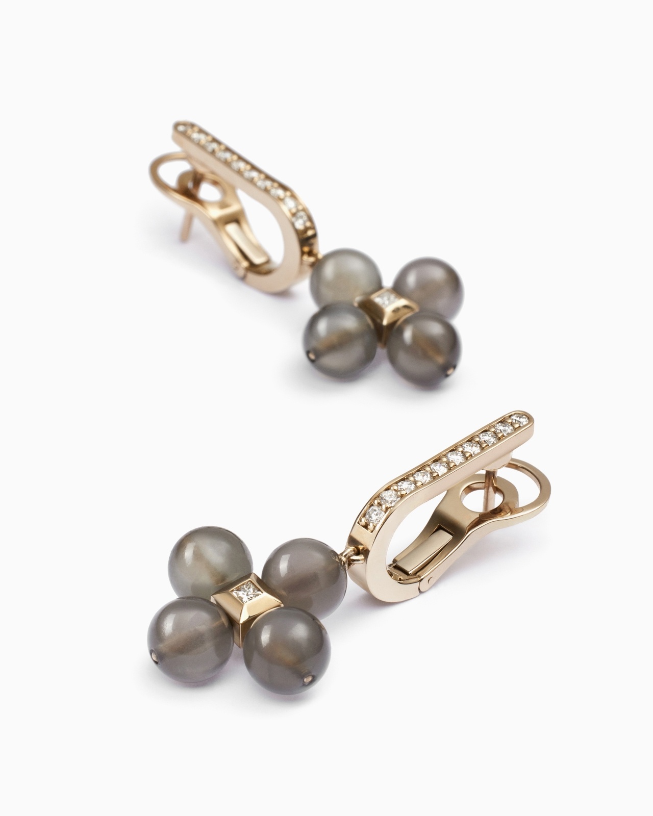 18K GOLD, DIAMOND AND MOONSTONE GIOIA PENDANT EARRINGS - 2