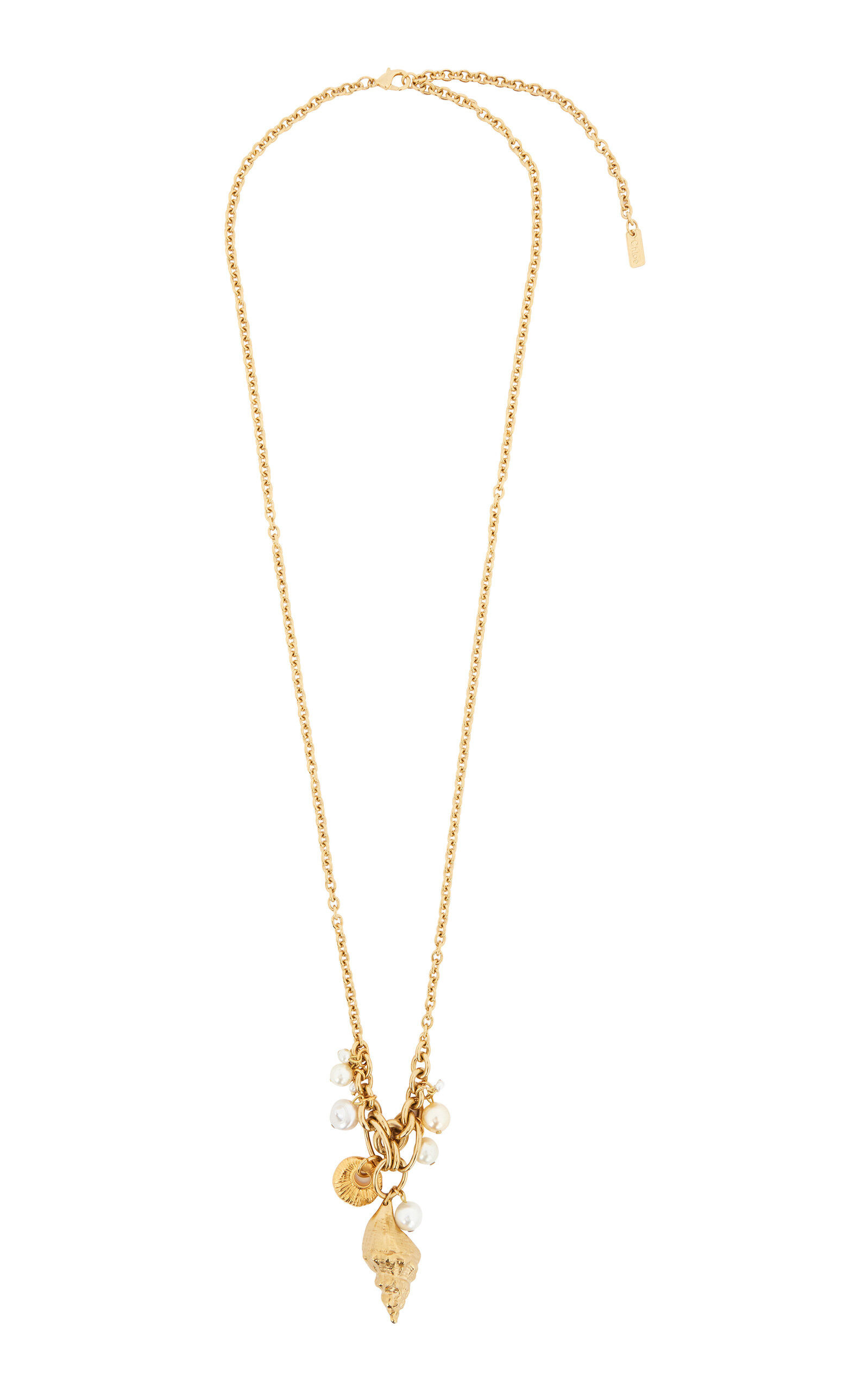 Shell and Pearl Pendant Necklace gold - 1