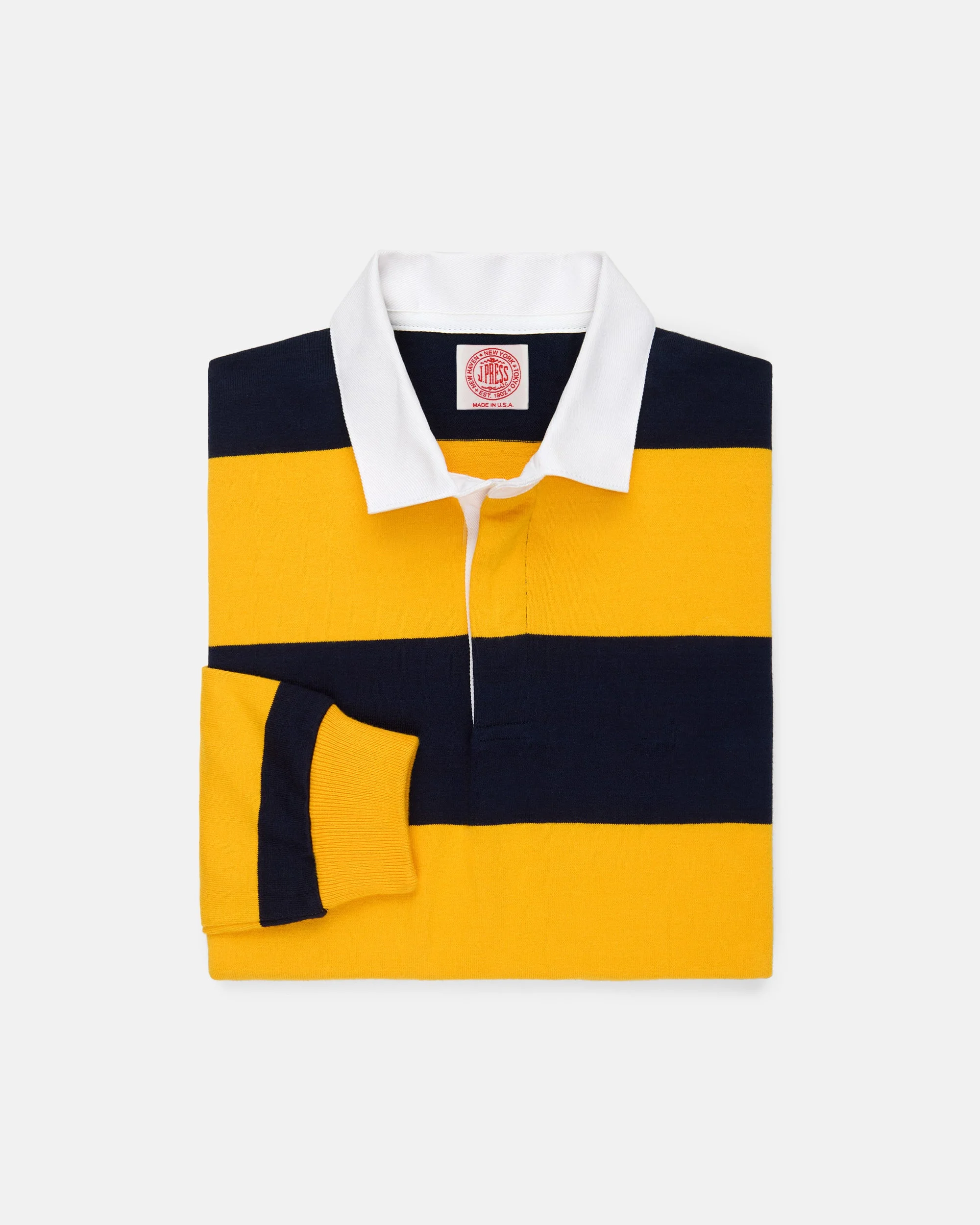 MADE-IN-USA GOLD & NAVY GUARD STRIPE COTTON RUGBY - 1