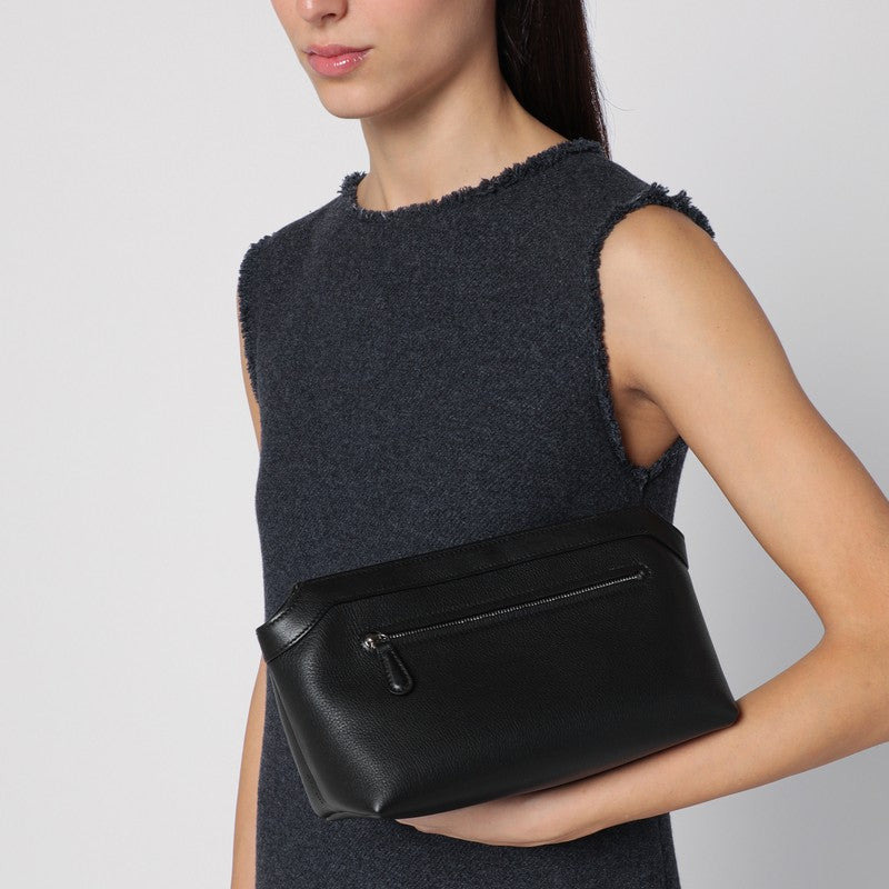 BLACK LEATHER CLUTCH BAG - 2