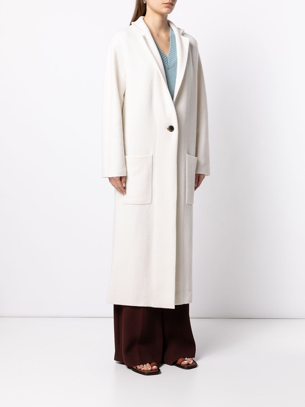 knitted single-breasted coat - 3