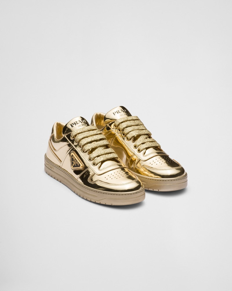 Prada Downtown metallic leather sneakers outlook