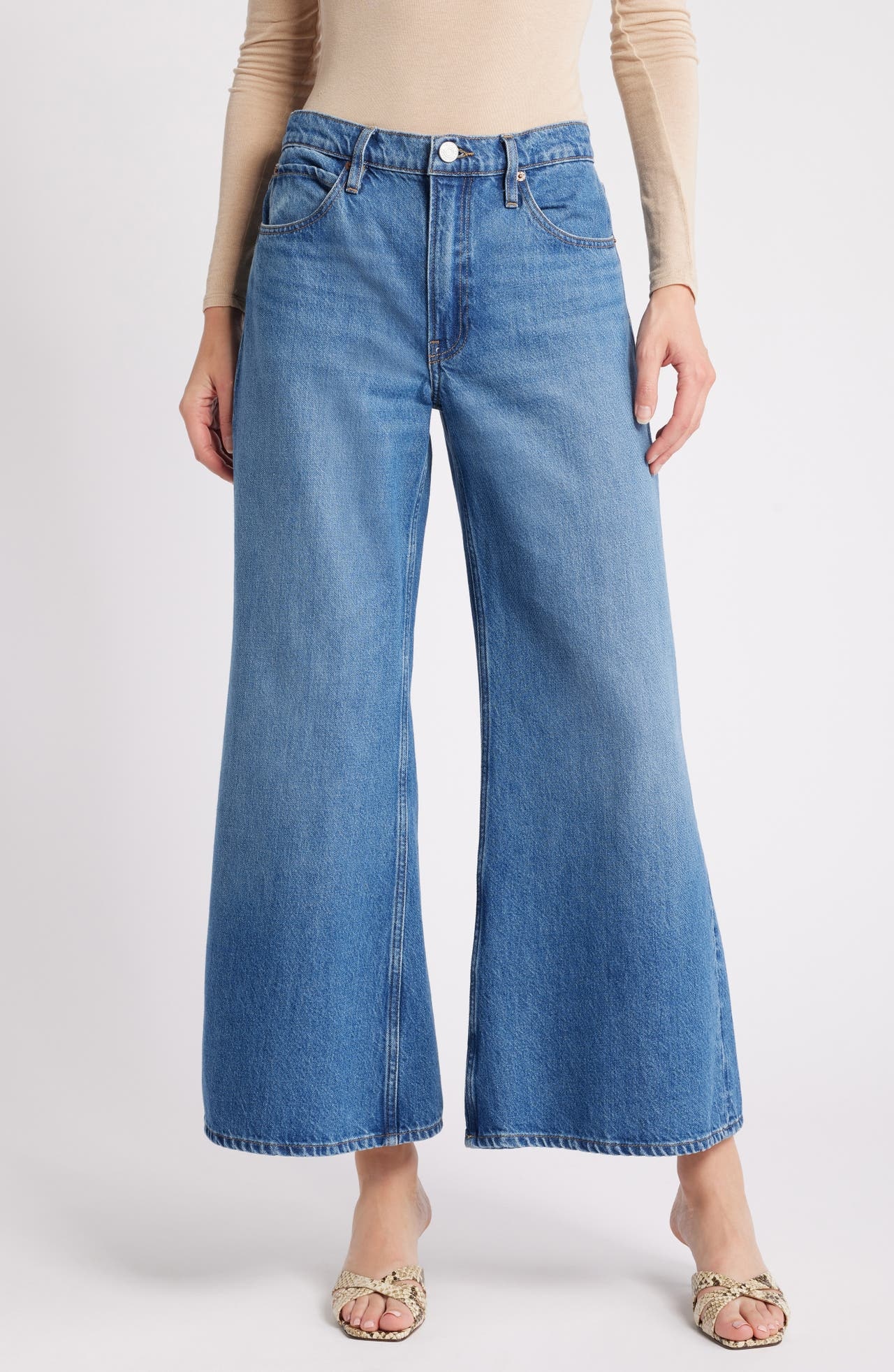 FRAME Pixie Easy Wide Leg Flare Jeans in Lucite at Nordstrom - 1