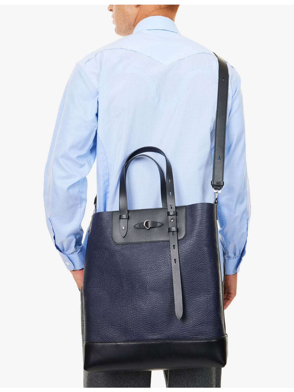 Vertical Leather Tote Bag - 3